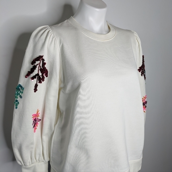 Essentiel Antwerp Zita bead & sequin puff sleeve sweatshirt 8 - Picture 2 of 14